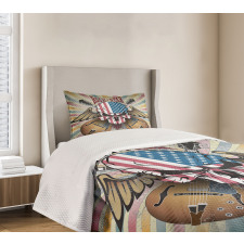 Angry Skull America Flag Bedspread Set