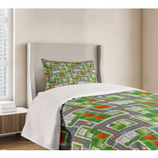 Birds Eye View Map Design Bedspread Set