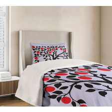 Black Tree Ripe Fruit Art Bedspread Set