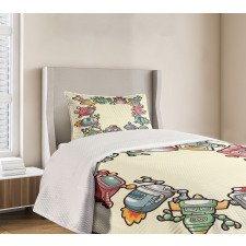 Friendly Robots Toys Bedspread Set