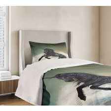 Black Unicorn in Ocean Bedspread Set