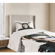 Gothic Lady Hair Horns Bedspread Set