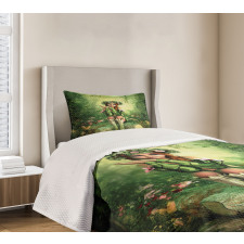 Elf Girl with Wreath Tree Bedspread Set