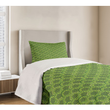 Floral Circles Leaves Bedspread Set