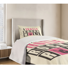 Retro Slogan Grunge Bedspread Set