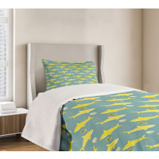 Friendly Yellow Fishes Bedspread Set