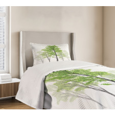 Hand Drawn Nature Motif Bedspread Set