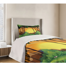 Cartoon Sunset Hills Bedspread Set