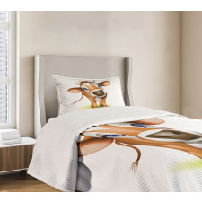 Cow with Blue Eyes Grass Bedspread Set