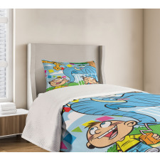 Mischievous Elephant Boy Bedspread Set