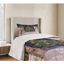 Snowy Streets Carol Bedspread Set