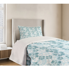 Faded Flower Silhouettes Bedspread Set