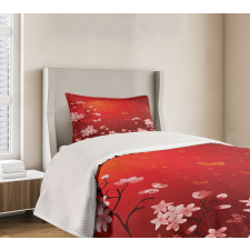 Abstract Sunset and Sakura Bedspread Set