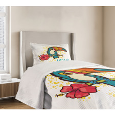 Toucan Bird with Hibiscus Bedspread Set