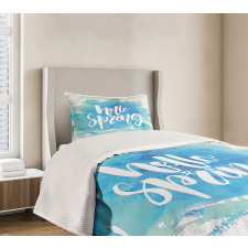 Pastel Blue Spring Theme Bedspread Set