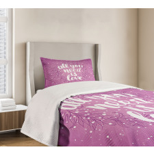 Valentines Floral Words Bedspread Set