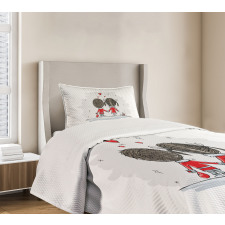 Couple Cartoon Art Style Bedspread Set