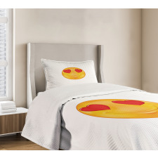 Cartoon Smiley Face Heart Bedspread Set