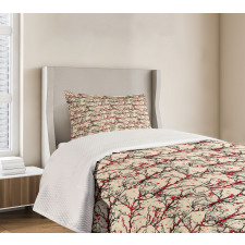 Red Flowers Tree Bedspread Set