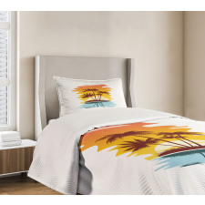 Exotic Palm Trees Sunset Bedspread Set