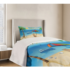 Cartoon Coast Pattern Bedspread Set