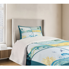 Maritime Themed Waves Bedspread Set