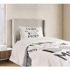 Different Fonts Leafs Bedspread Set