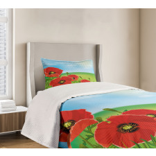 Sunny Day Red Blossoms Bedspread Set