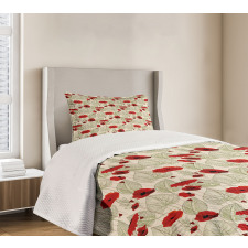 Sketch Leaves Rural Flora Bedspread Set