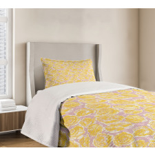 Yellow Roses Blooming Bedspread Set
