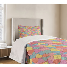 Tile Pattern Stripes Bedspread Set