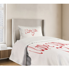 Swirling Font in Red Bedspread Set