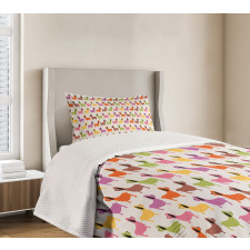 Colorful Puppy Motif Bedspread Set