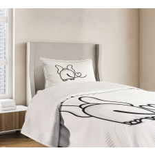 Love Theme Doodle Style Bedspread Set