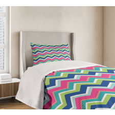 Colorful Chevron Lines Bedspread Set