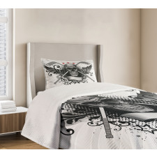 Skull with Sticks Stars Bedspread Set