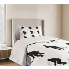 Black Player Silhouettes Bedspread Set