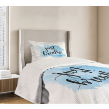 Phrase on Blue Bedspread Set