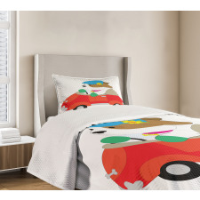 Puppy Driving Cap Bedspread Set