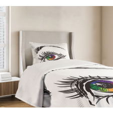 Colorful Pupil of a Woman Bedspread Set