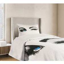 Flirty Young Woman Wink Bedspread Set