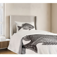 Rock Bass Black and White Bedspread Set