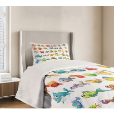 Happy Fish Abstract Bedspread Set