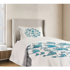 School of Fish Sketch Art Bedspread Set