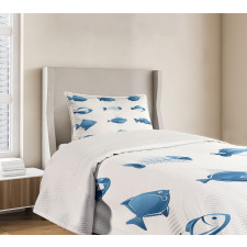 Array of Fish Marine Life Bedspread Set