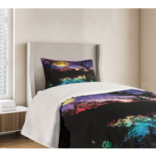 Night Sky Trees Bedspread Set