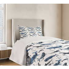 Orcas and Blue Whales Bedspread Set
