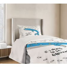 Blue Cartoon Whale Bedspread Set