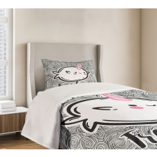 Abstract Whale Motif Bedspread Set