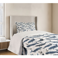 Aquerelle Ocean Whales Bedspread Set